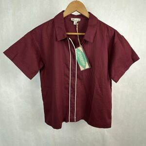 Sendero Provisions Co Button Down Shirt Sz Medium Short Sleeve Hemp Cotton Maroo